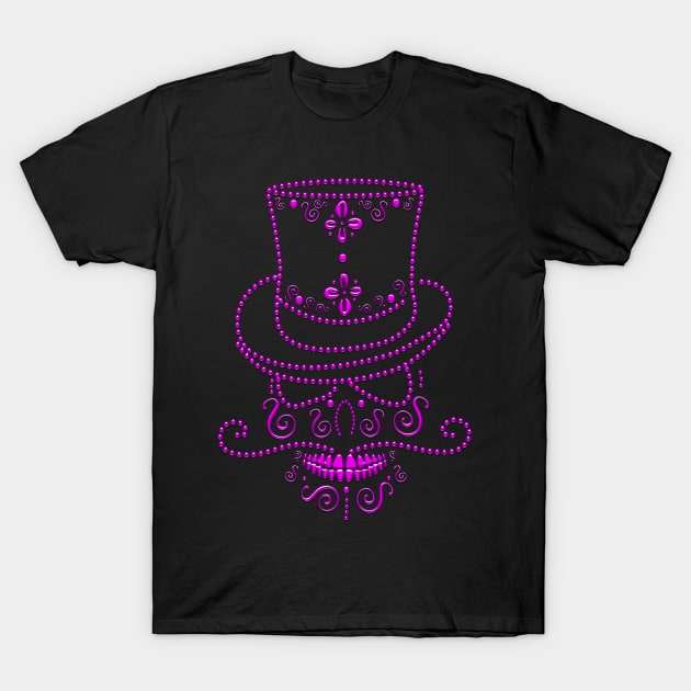 Skull with hat in pink T-Shirt by Hispaniola-Fineart